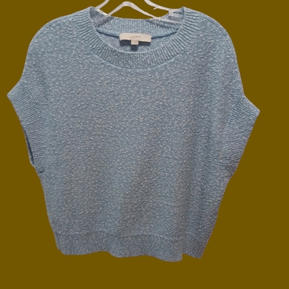 Loft Womens Speckled Knit blouse size large blue color - Picture 1 of 6